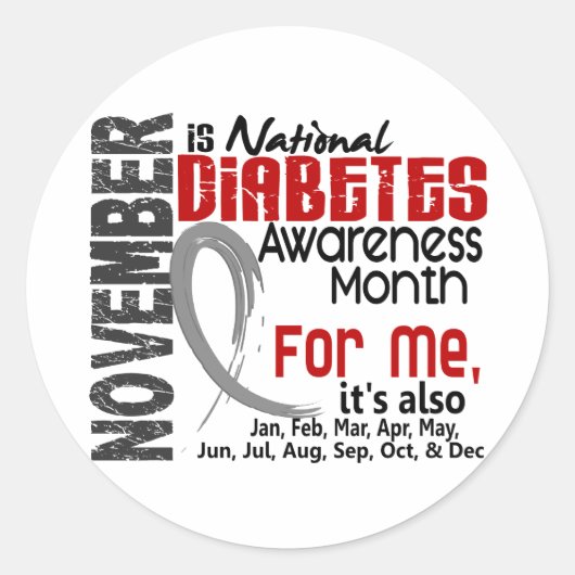 Maandelijks diabetesbewustzijn voor mij ronde sticker (Voorkant)
