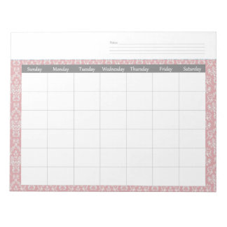 Maandelijks Notitieblok voor Coral Damask-agenda