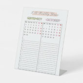 Maandelijks overzicht 2025 Kalender Reclamebord Met Voetstuk (Voorkant)