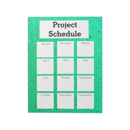 Maandelijks projectschema groene ruwe druk notitieblok (Gedraaid)