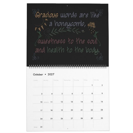 Maandelijkse agenda Blackboard Scriptures Kalender (Okt 2027)