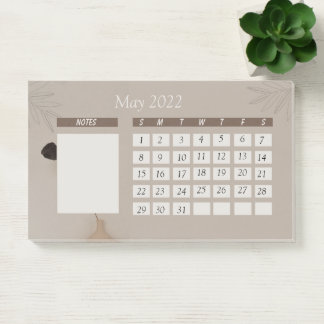Maandelijkse agenda voor Brown Beige Minimalist Post-it® Notes