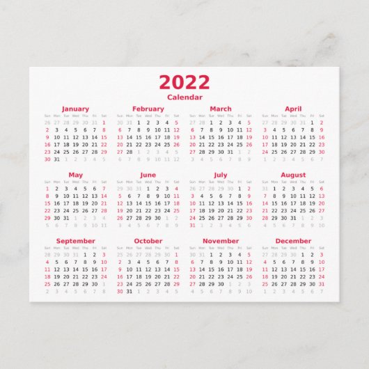 Maandelijkse basis 2022 briefkaart (Voorkant)
