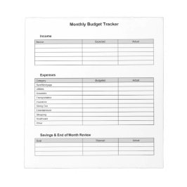 Maandelijkse begrotingsteller notitieblok