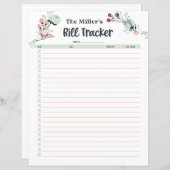 Maandelijkse Bill Tracker in Cute Floral Style (Voorkant / Achterkant)