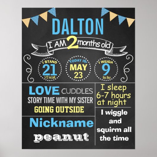 Maandelijkse Birthday-bordbord poster banner (Voorkant)