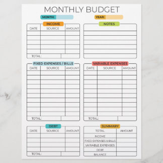 Maandelijkse budgetplanner briefhoofd