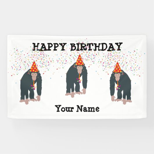 Maandelijkse Chimpanzee-partydieren Spandoek (Horizontaal)