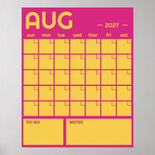 Maandelijkse grote ongedateerde kleurrijke wandkal poster