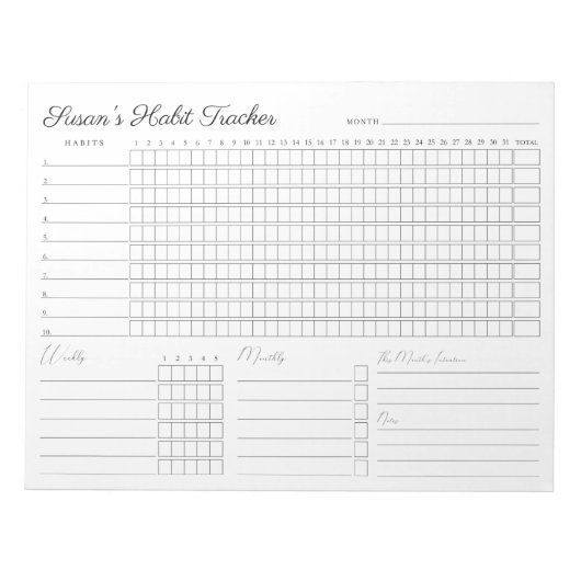 Maandelijkse Habit Tracker - Modern minimalist Not Notitieblok (Voorkant)