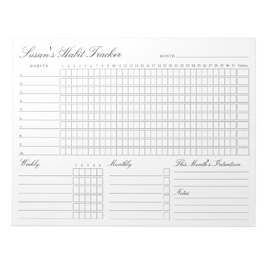Maandelijkse Habit Tracker - Modern minimalist Not Notitieblok (Voorkant)