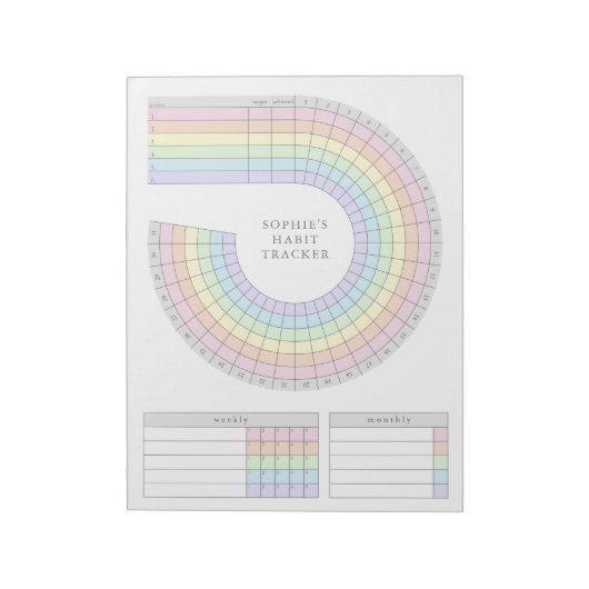 Maandelijkse Habit Tracker - Pastel Rainbow Planne Notitieblok (Gedraaid)