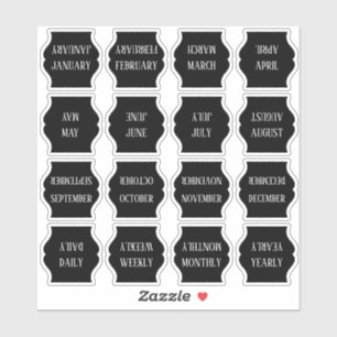 Maandelijkse Index Tab Zwarte Bujo Planner Opvouwb Sticker