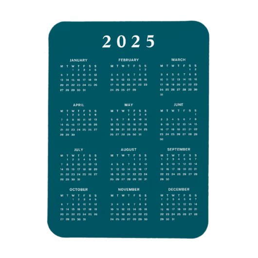Maandelijkse kalender 2025 magneet (Verticaal)