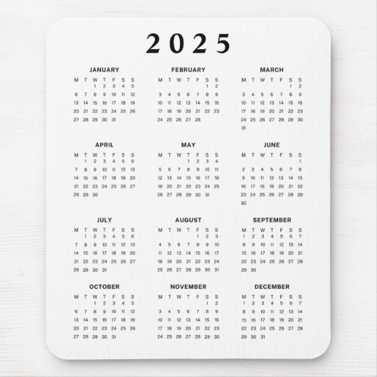 Maandelijkse kalender 2025 muismat (Voorkant)
