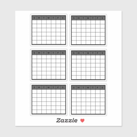 Maandelijkse kalender sticker (Vel)