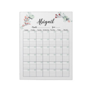 Maandelijkse kalender voor permanente planning notitieblok