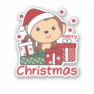 Maandelijkse kerstcadeaus Winterdieren apen Sticker