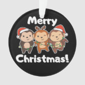 Maandelijkse kerstdieren apen Zware kerst O Ornament (voorkant)