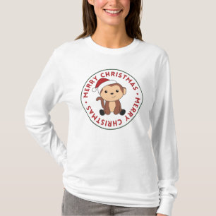 Maandelijkse kerstsneeuw Winterdieren apen T-shirt