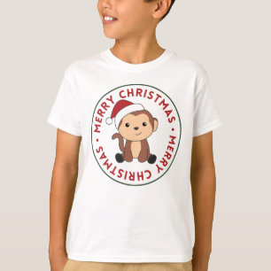 Maandelijkse kerstsneeuw Winterdieren apen T-shirt