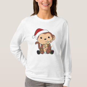 Maandelijkse kerstsneeuw Winterdieren apen T-shirt