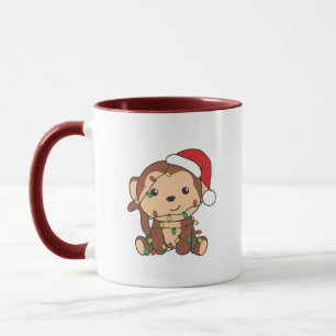 Maandelijkse kerstwinterdieren apen mok
