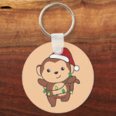 Maandelijkse kerstwinterdieren apen Sleutelhanger (Voorkant)