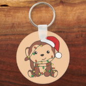 Maandelijkse kerstwinterdieren apen Sleutelhanger (Voorkant)