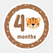 Maandelijkse mijlpaal voor de Baby van Cute Tiger Ronde Sticker (Voorkant)