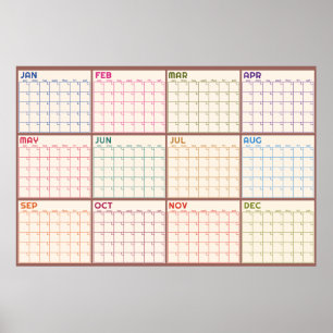 Maandelijkse Ongedateerde Beige Lege Planner Kalen Poster