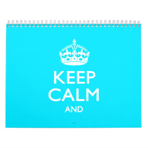Maandelijkse persoonlijke KEEP-CALM EN cyaan tekst Kalender