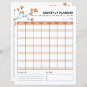 Maandelijkse Planner afdrukbare sjabloon (Voorkant / Achterkant)