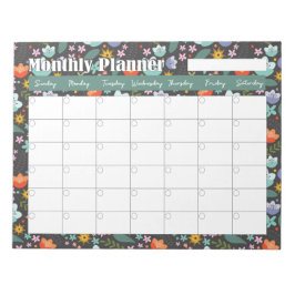 Maandelijkse planner lente kleurrijke bloemen  notitieblok