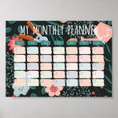 Maandelijkse planner sjabloon met botanische illus poster (Voorkant)