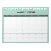 Maandelijkse planner turquoise eenvoudige kalender