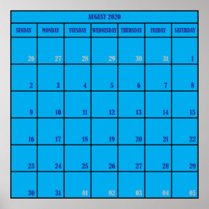 Maandelijkse planning augustus 2020 poster
