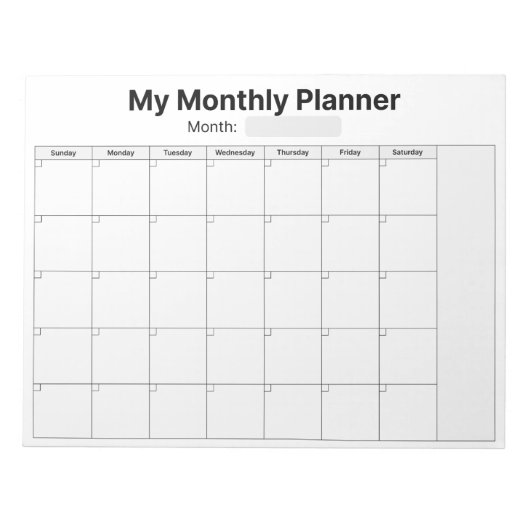 Maandelijkse planning notitieblok (Voorkant)