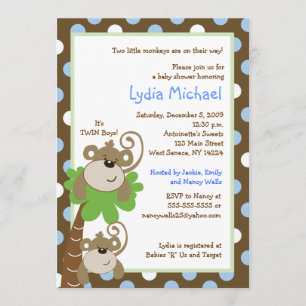 Maandelijkse tijd 5x7 TWINS Oerwoud Baby shower Kaart