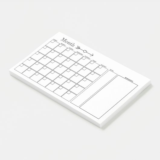 Maandelijkse zwarte en Witte Planner Post-it® Notes (Schuin)