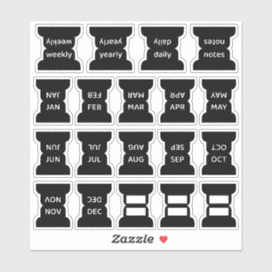 Maandelijkse Zwarte Index Tabblad Journal Scheider Sticker