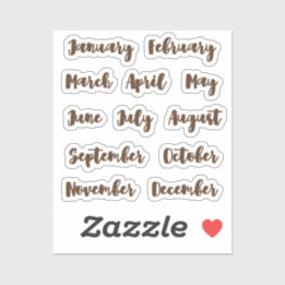 Maanden van het jaar kleine latte sticker