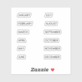 Maanden van het Jaar Sticker Set Minimalist (Vel)