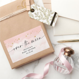 Maandfeest Roze Meisje Baby Shower Rechthoekige Sticker