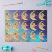 MAANENGELEN IN BLAUW GOUD GELE SCHITTERS TISSUEPAPIER (Craft)