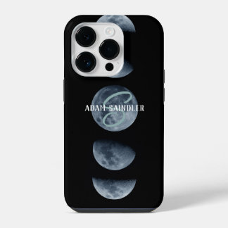 Maanfase Aangepaste Naam Zwarte Galaxy Ruimte Ster iPhone 14 Plus Hoesje