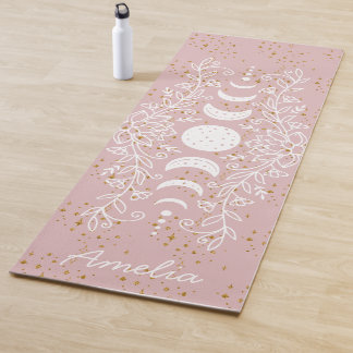 Maanfase Celestial Stars Lotus lijn tekening Yogamat