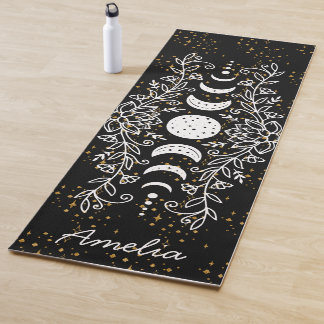 Maanfase Celestial Stars Lotus lijn tekening Yogamat