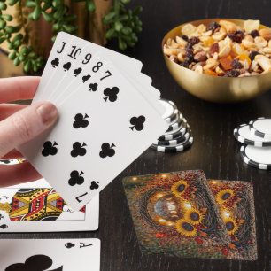 Maanfase en zonnebloemen mystiek pokerkaarten