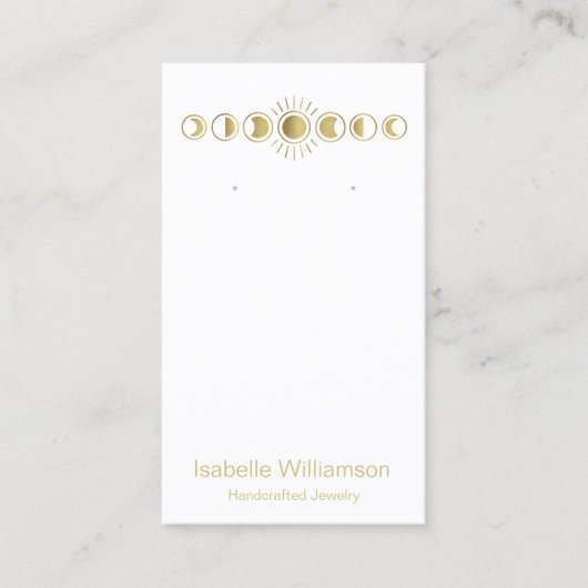 Maanfase hemelse sieraden oorbel display visitekaartje (Voorkant)